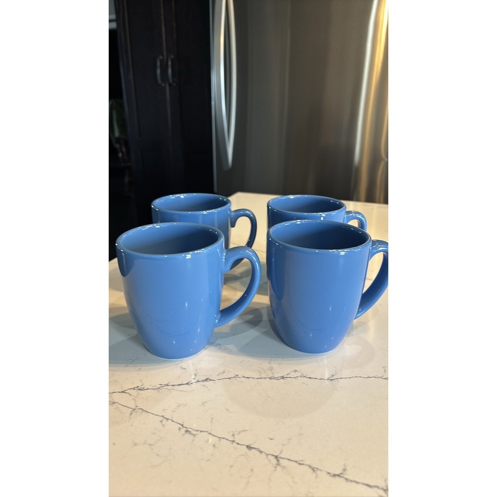 Corelle Coordinates Stoneware Blue Coffee Mugs Set of 4 Cups 12 Oz